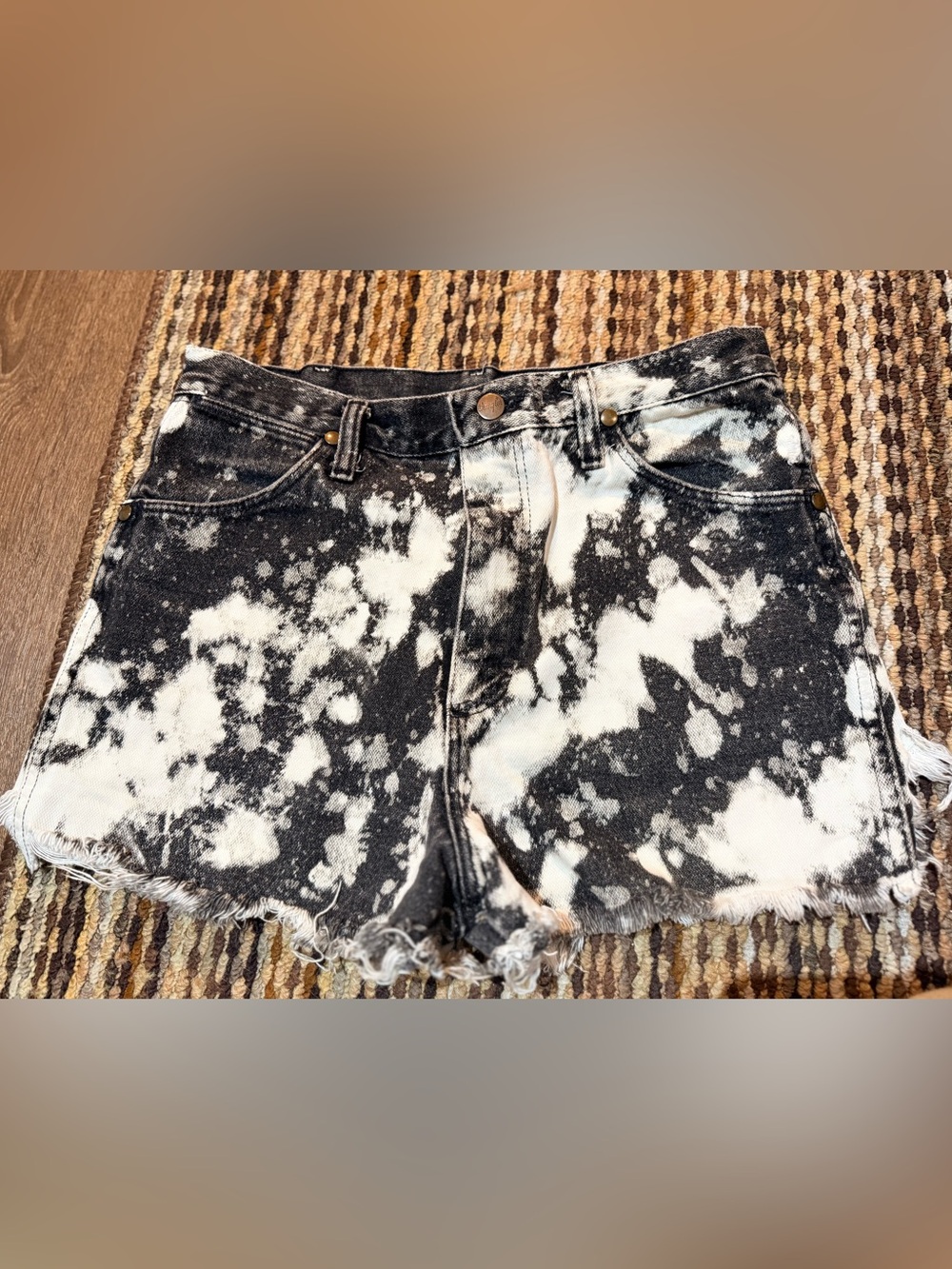 Black & White Acid-Wash Boyfriend Jeans Shorts